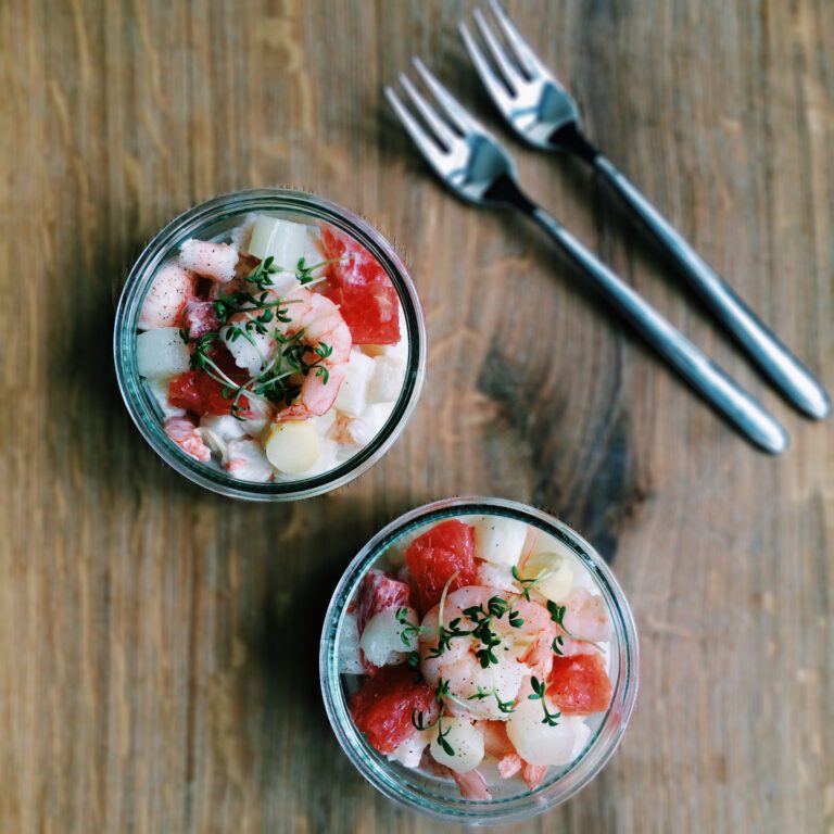 garnalencocktail asperges grapefruit