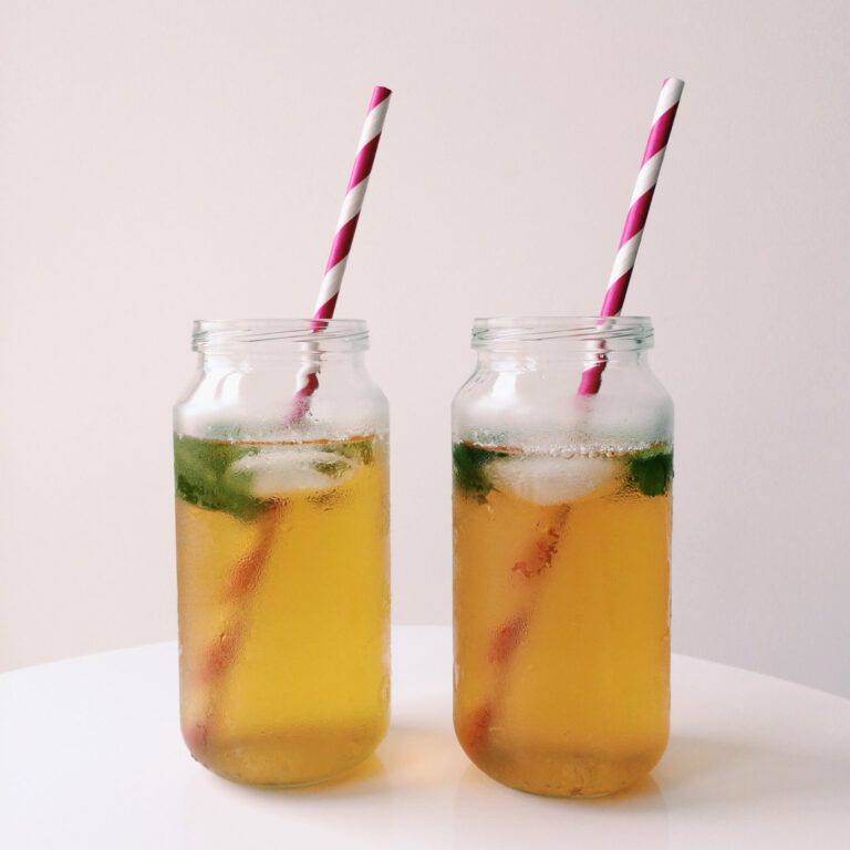 Perfectly ice cold mint green tea