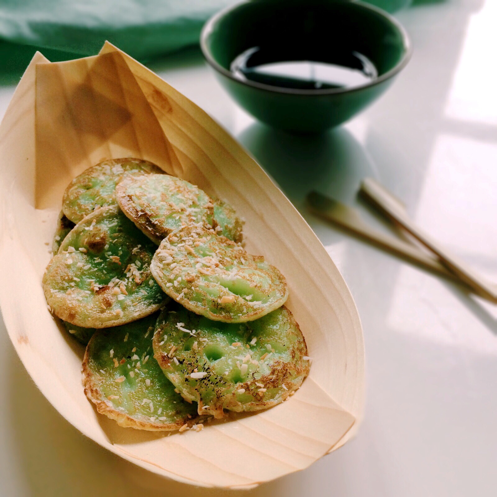 Aziatische Poffertjes – Pandan Kokos poffertjes