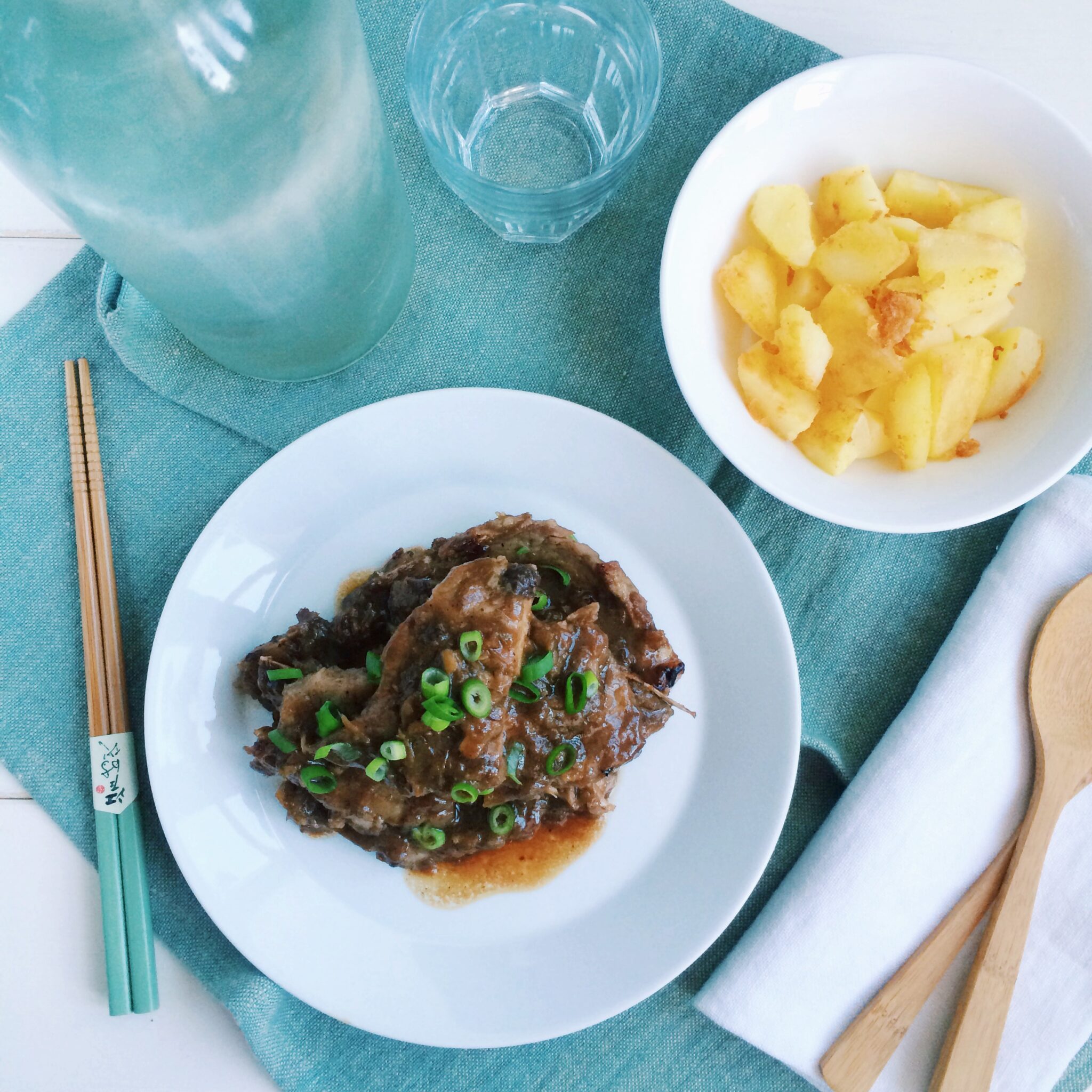 Aziatische Karbonades met gebakken aardappeltjes