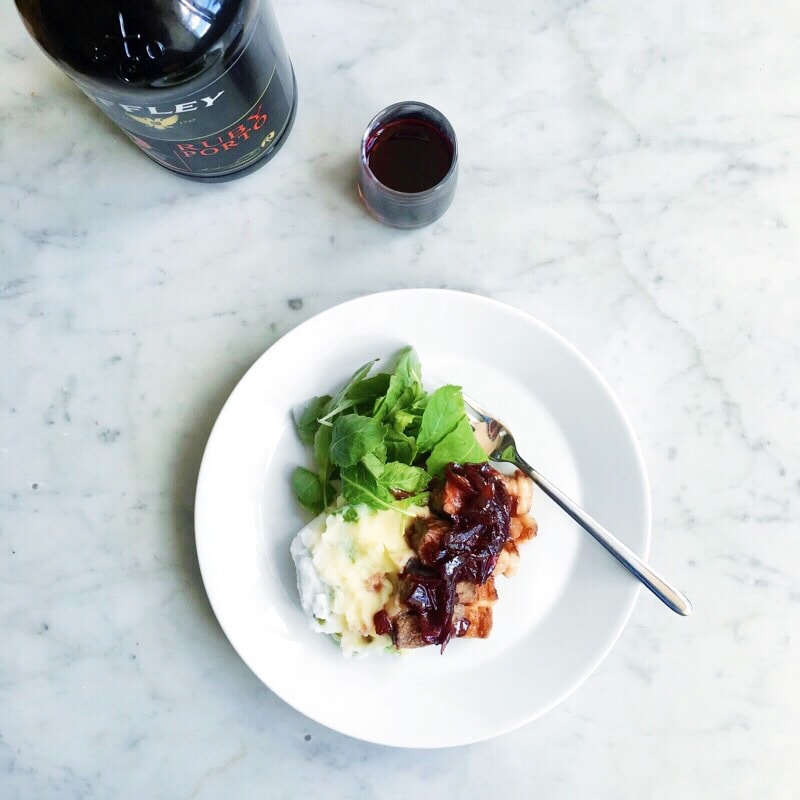 biefstuk sjalotten port saus offley