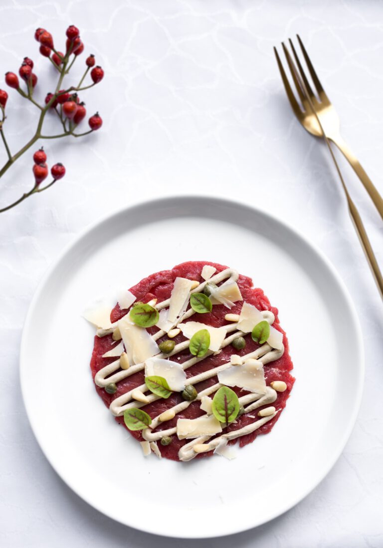 Recept carpaccio met porcinicreme