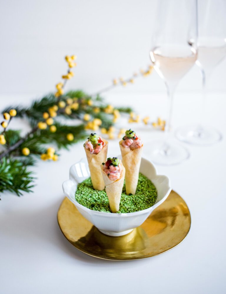 amuse hoorntjes met garnalen