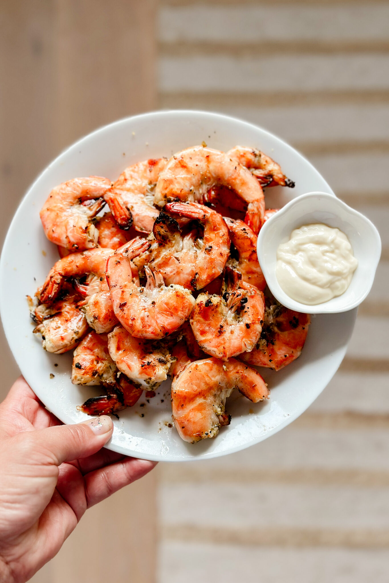 Garnalen met oregano en knoflook van de grill