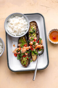 vietnamese aubergine bosui garnalen